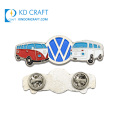 New design custom car shaped metal soft enamel red school bus lapel pin with butterfly clutch